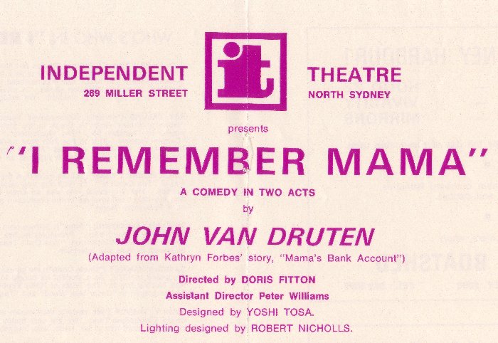 I Remember Mama programme